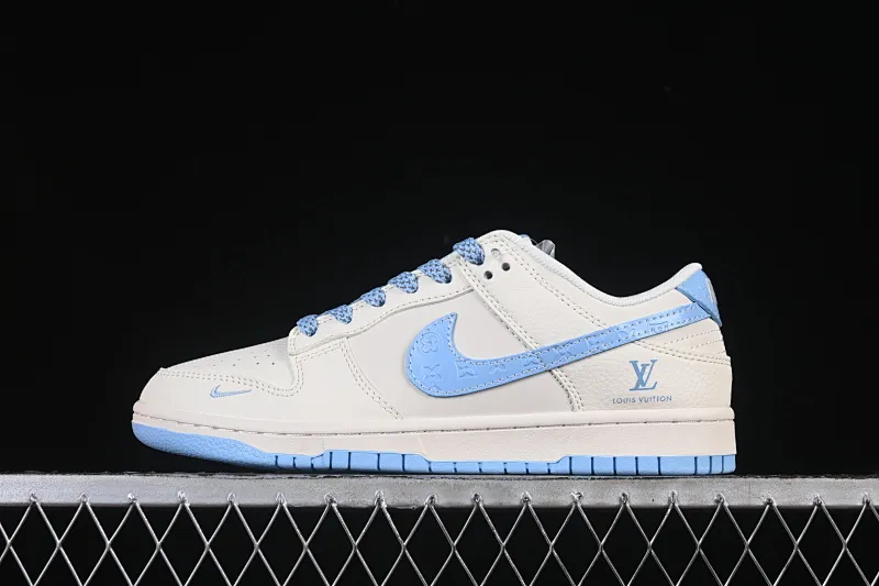 All categories Nk SB Dunk Series Nk SB Dunk Low High-end customized low-top sneakers Nike SB Dunk Low LV co-branded off-white ice blue print Anniversary high-end customized low-top casual sneakers JP1628-015